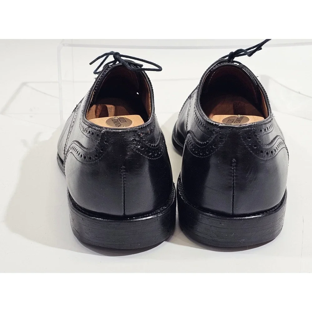 Allen Edmonds Sanford Derby Mens Black Leather Cap Toe Brogue Dress Shoes USA